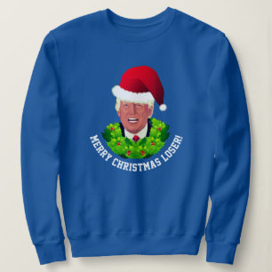 Funny Red Santa Hat Trump Ugly Christmas Sweatshirt