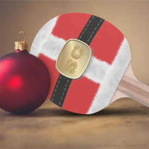 Funny Red Santa Suit Monogram Ping Pong Paddle