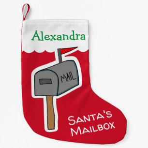 Funny Red Santa's Mailbox Personalised Small Christmas Stocking
