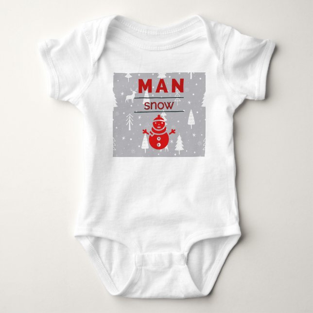 Funny red snowman baby bodysuit (Front)