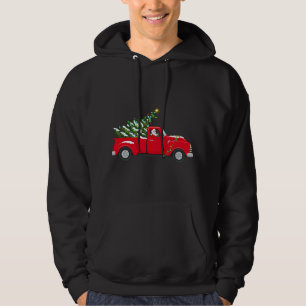 Funny Red Truck Lover Xmas Santa Hat Red Truck Chr Hoodie