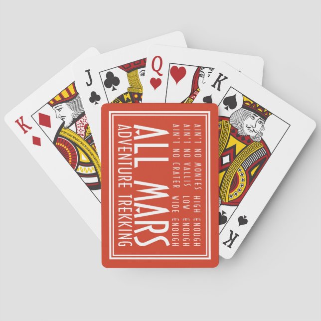 Funny Red White All Mars Trekking Adventure Playing Cards (Back)