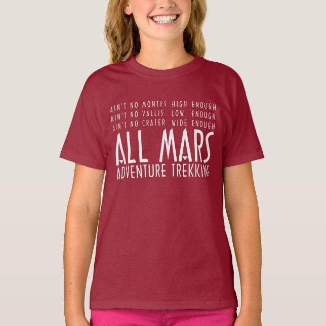 Funny Red White All Mars Trekking Adventure T-Shirt (Front)