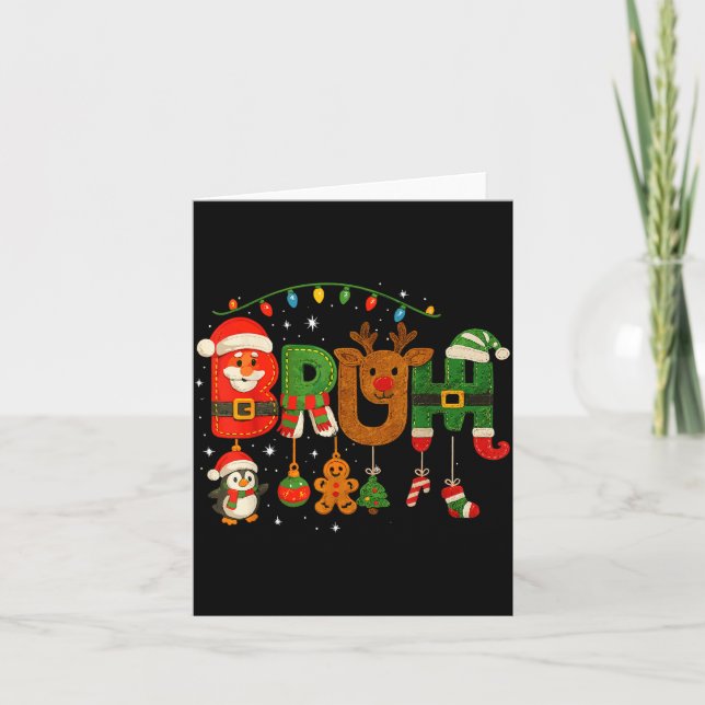 Funny Red White And Bruh Boys Xmas Christmas Pajam Card (Front)