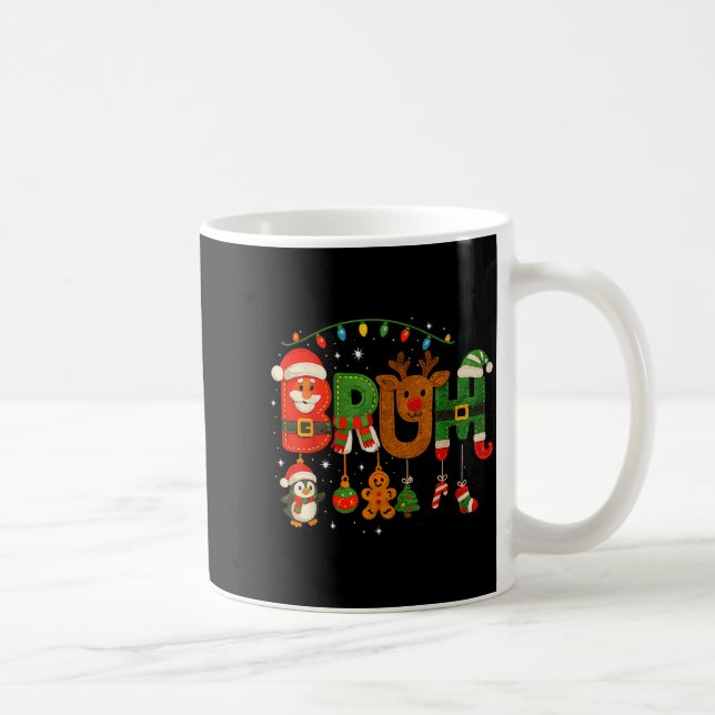 Funny Red White And Bruh Boys Xmas Christmas Pajam Coffee Mug (Right)