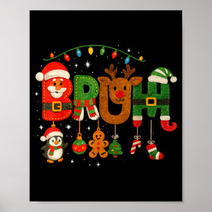 Funny Red White And Bruh Boys Xmas Christmas Pajam Poster