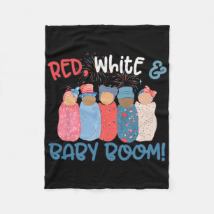 Funny Red White And By Room Born On The Fourth Of Fleece Blanket