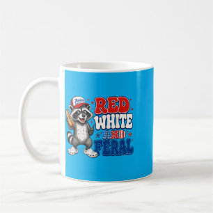 Funny Red-White And Feral Racoon Patriotic 4th Of Coffee Mug