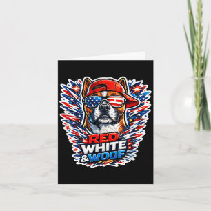 Funny red white and woof boxer dog patriotic usa card