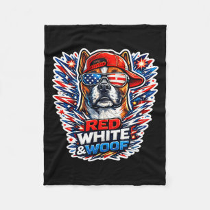 Funny red white and woof boxer dog patriotic usa fleece blanket