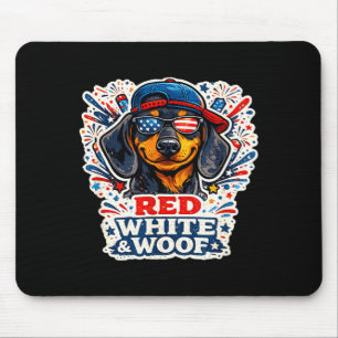 Funny red white and woof dachshund dog patriotic mouse mat