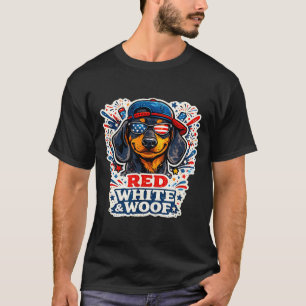 Funny red white and woof dachshund dog patriotic T-Shirt