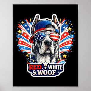 Funny red white and woof great dane dog patriotic poster