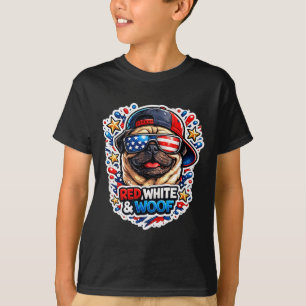Funny red white and woof pug dog patriotic usa T-Shirt