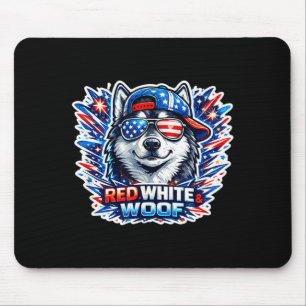 Funny red white and woof siberian husky dog mouse mat