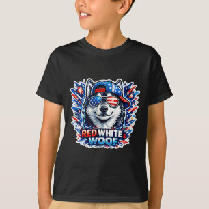 Funny red white and woof siberian husky dog T-Shirt