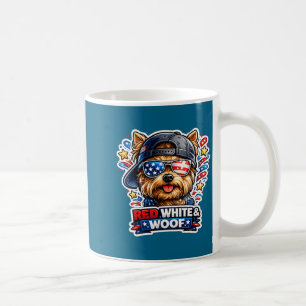 Funny red white and woof yorkshire terrier dog coffee mug