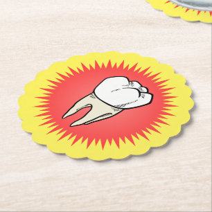 Funny Red White Extracted Molar Starburst Paper Coaster