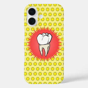 Funny Red White Yellow Extracted Molar Starburst iPhone 16 Case