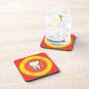 Funny Red White Yellow Extracted Molar Starburst Coaster