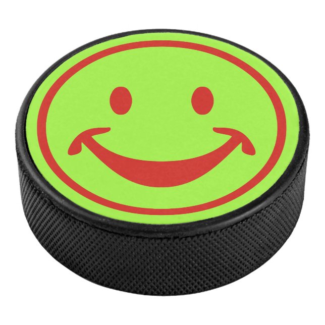 Funny red + your backg. & ideas hockey puck (3/4)