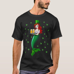 Funny Redhead Irish Mermaid Drink Beer T-Shirt
