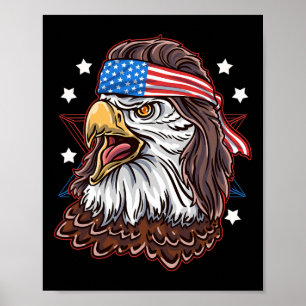 Funny Redneck 80s Patriotic Proud Mullet American Poster