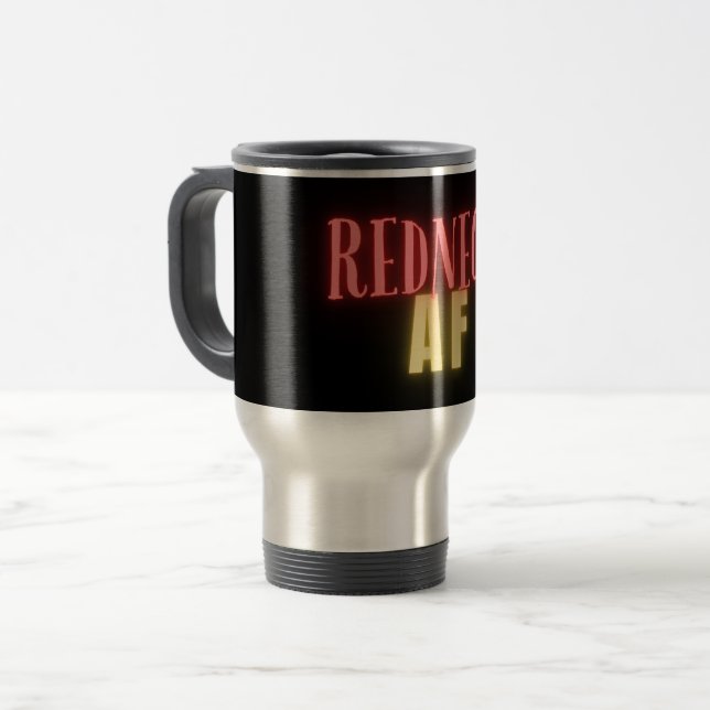 Funny Redneck AF Neon Personalised Travel Mug (Front Left)