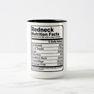 Funny Redneck Nutritional Facts  Two-Tone Coffee M Mug