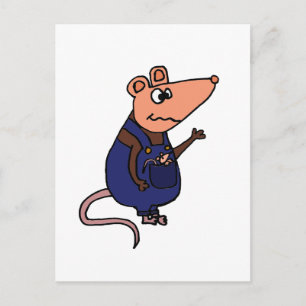 Funny Redneck Possum in Overalls Postcard