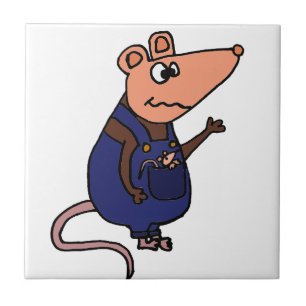 Funny Redneck Possum in Overalls Tile