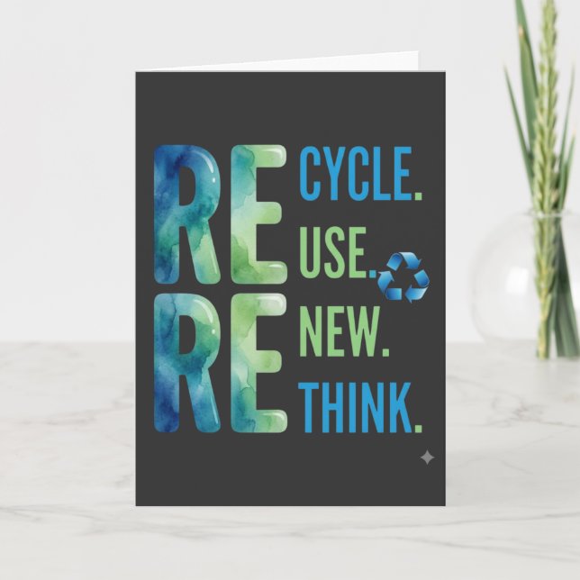 funny Reduce Reuse Recycle Eco Friendly Card (Front)