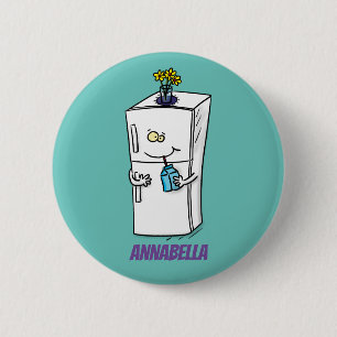 Funny refrigerator cartoon illustration 6 cm round badge