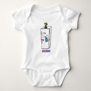 Funny refrigerator cartoon illustration baby bodysuit