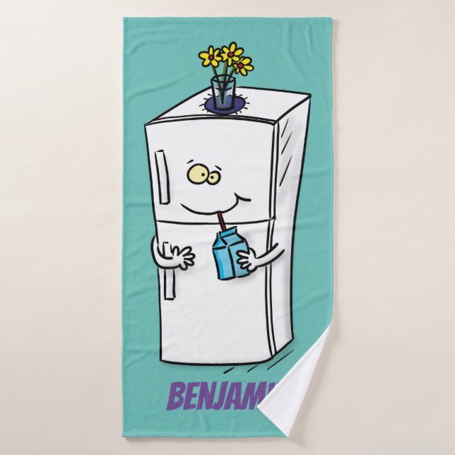 Funny refrigerator cartoon illustration bath towel set (Bath Towel)