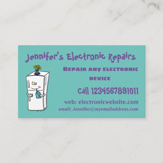 Funny refrigerator cartoon illustration business card (Front)