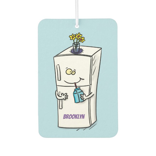Funny refrigerator cartoon illustration  car air freshener (Front)