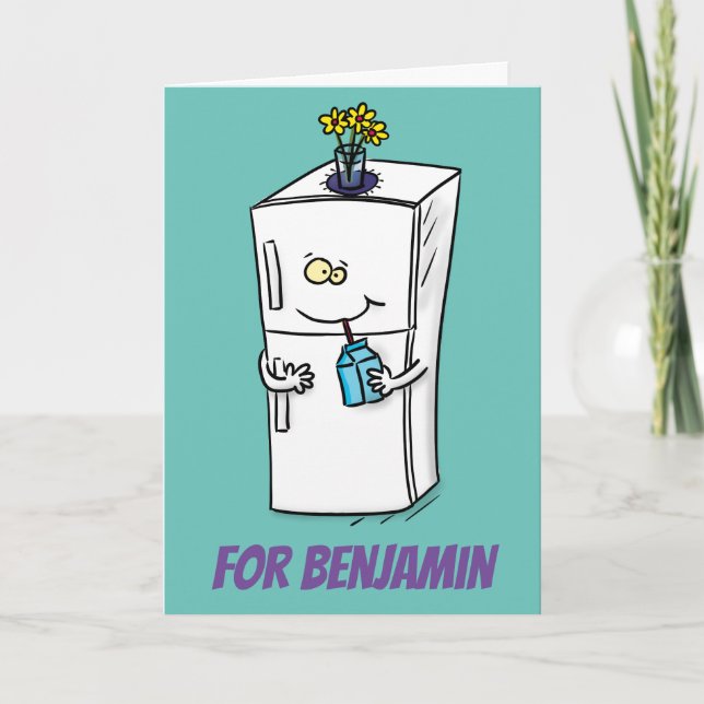 Funny refrigerator cartoon illustration card (Front)