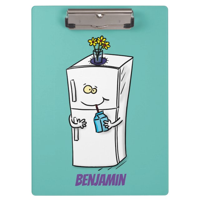 Funny refrigerator cartoon illustration clipboard (Front)