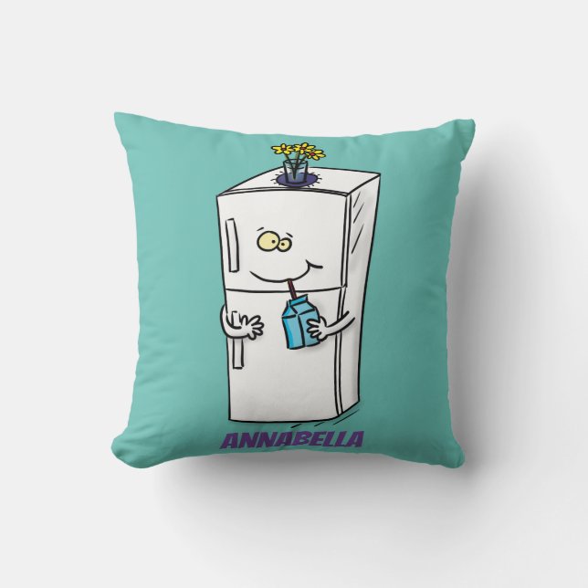 Funny refrigerator cartoon illustration cushion (Front)