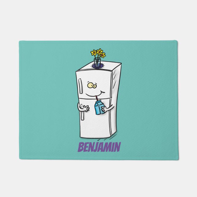 Funny refrigerator cartoon illustration doormat (Front)