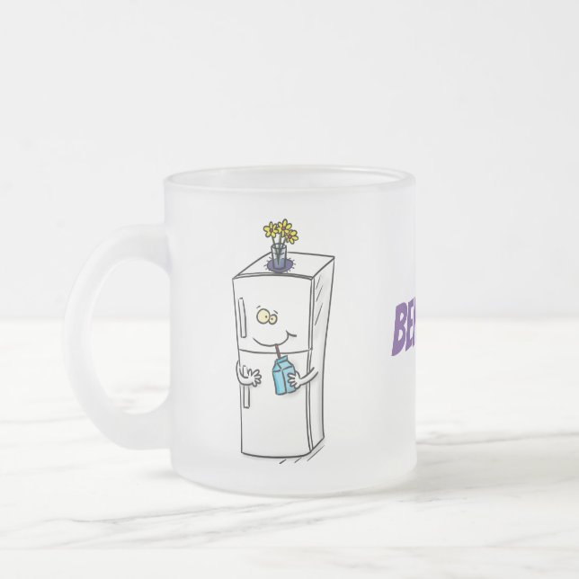 Funny refrigerator cartoon illustration frosted glass coffee mug (Left)