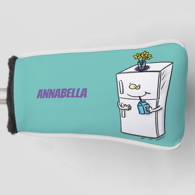 Funny refrigerator cartoon illustration golf head cover (Front)