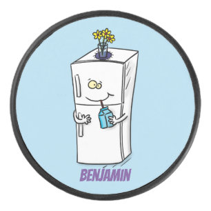 Funny refrigerator cartoon illustration hockey puck