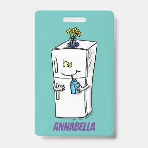 Funny refrigerator cartoon illustration ID badge