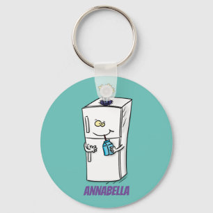 Funny refrigerator cartoon illustration key ring