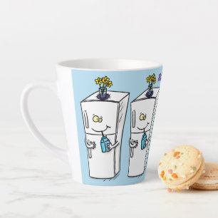 Funny refrigerator cartoon illustration latte mug