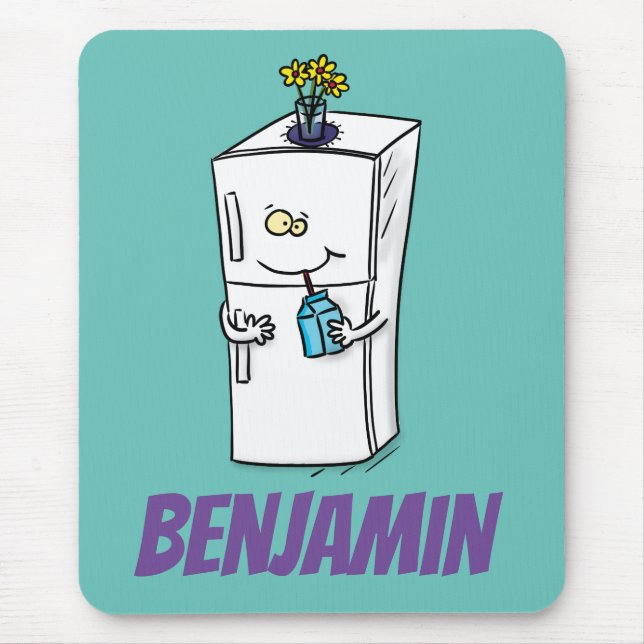 Funny refrigerator cartoon illustration mouse mat (Front)
