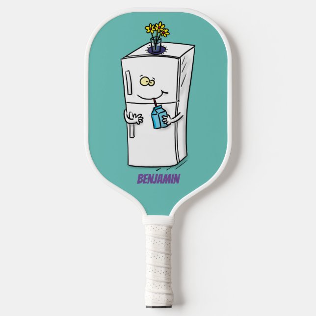 Funny refrigerator cartoon illustration  pickleball paddle (Front)
