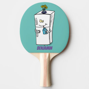 Funny refrigerator cartoon illustration  ping pong paddle